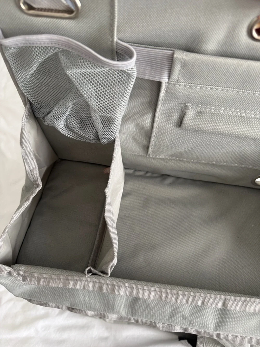 Gray crib Organizer hanging diaper caddy for baby